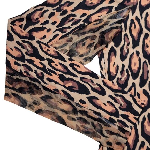 IBKUL Top Women Small Leopard Long Sleeve Mock Neck Golf Shirt UPF 50 Athleisure - Picture 4 of 11